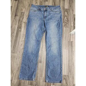 Lee Jeans Womens 14 Medium Blue Regular Fit Straight Leg Mid Rise Denim